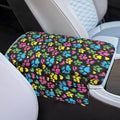 Dreaweet Colorful Dog Paw Center Console Armrest Pad Cover Cute Car Accessories for Women Middle Console Covers with Pockets Soft Anti-Scratch Car Armrest Storage Box Mat