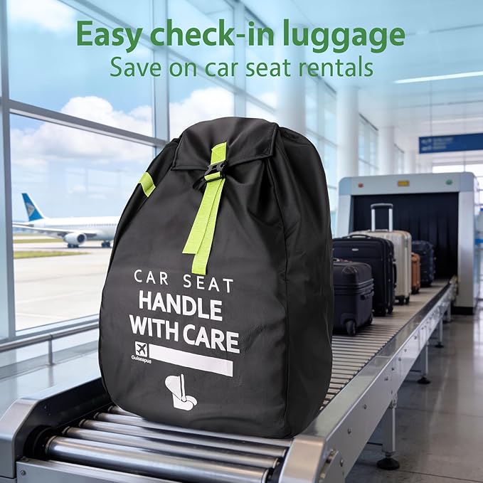 Upgrade Car Seat Travel Bag for Airplane: Car Seat Bags with Shoulder Handle for Air Travel Fit All Car Seats, Infant Carriers & Booster Seats, Carseat Cover Fit Doona Graco, Travel Essentials
