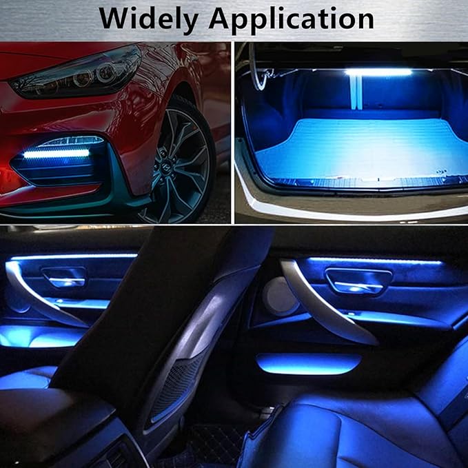 LED Interior Lights DC 12V Seat Ambient Light Cigarette Lighter, Car Uncer Dash LED Light Strip DRL Daylight Strip Car Icyblue Atmosphere Lights-2 splitters in1