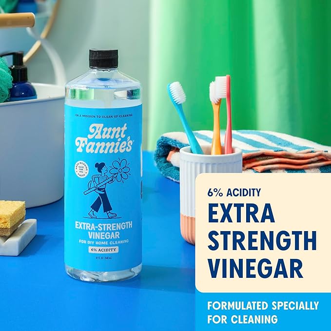 Aunt Fannie's Extra Strength Cleaning Vinegar, Multipurpose Household Cleaner, No Added Scents, Dyes, or Other Additives, 32 oz, Pack of 3