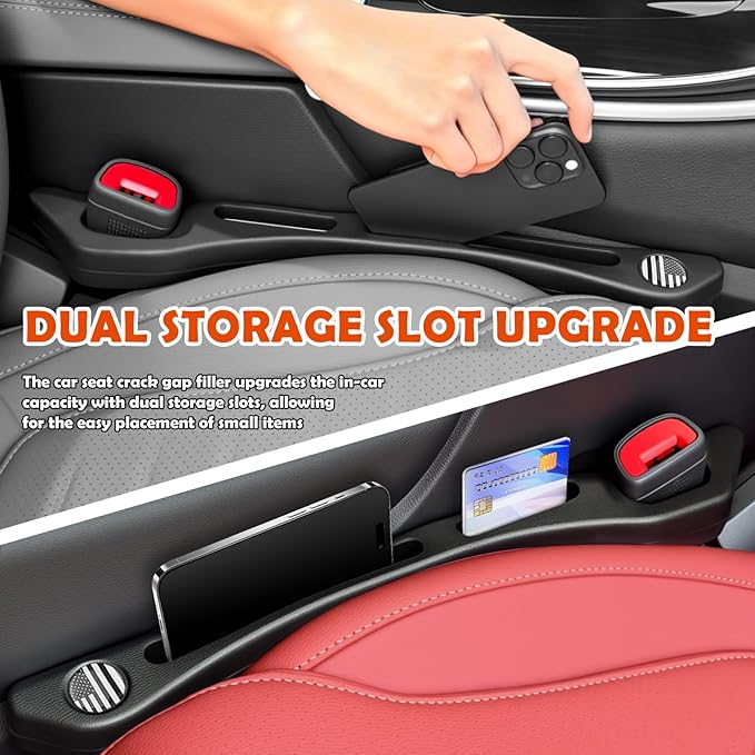 2026 New Car Seat Gap Filler Organizer,2PCS Car Seat Gap Plug with Storage Slot & American Flag Design,Universal Between Cars Seats Blocker Fits 0.98 to 1.57 inch Gaps