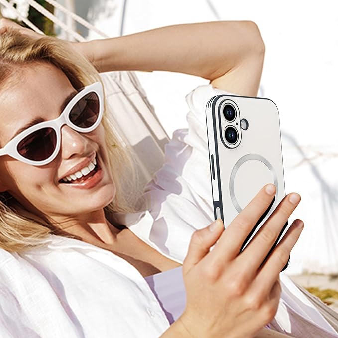 Guppy Compatible with iPhone 17 Magnetic Case, with Full Camera Lens Protector [Compatible with MagSafe] Scratch Resistant Gradient Glass Back Cover Phone Case-White