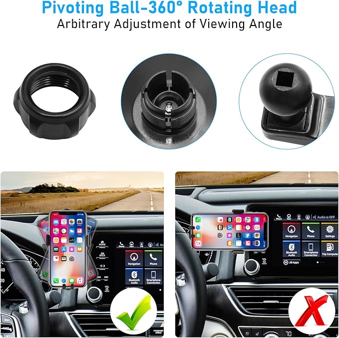 Compatible with Honda Accord Phone Mount 2018 2019 2020 2021 2022,10th Gen Accord Phone Holder for 8 inch Navigation Screen,Accord Cell Phone Holder 360 Degree Rotation Mounted Anti-Shake,black