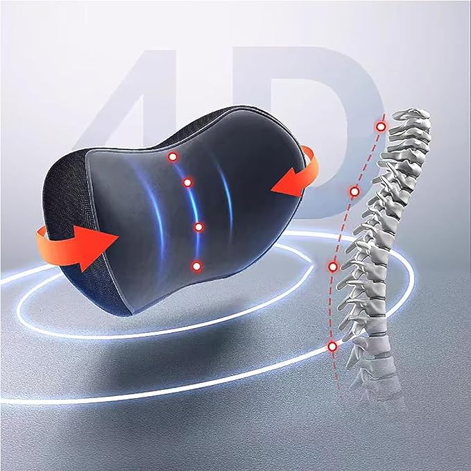 Headrest Neck Lumbar Pillows Car Seat for Audi A6 C7 C8 2011-2025, Universal Ergonomic Back Support Cushion, Comfortable Breathable Cover for Office Home, C/Green