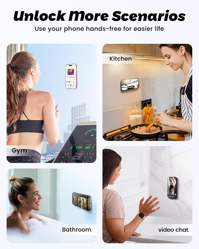 amBand Magnetic Suction Phone Mount for MagSafe Case, Clear Silicone Octo Cup Buddy Sticky Grip Holder for iPhone, Hands-Free Selfie/Video for Tiktok Influencer Content Creator Essentials, Transparent