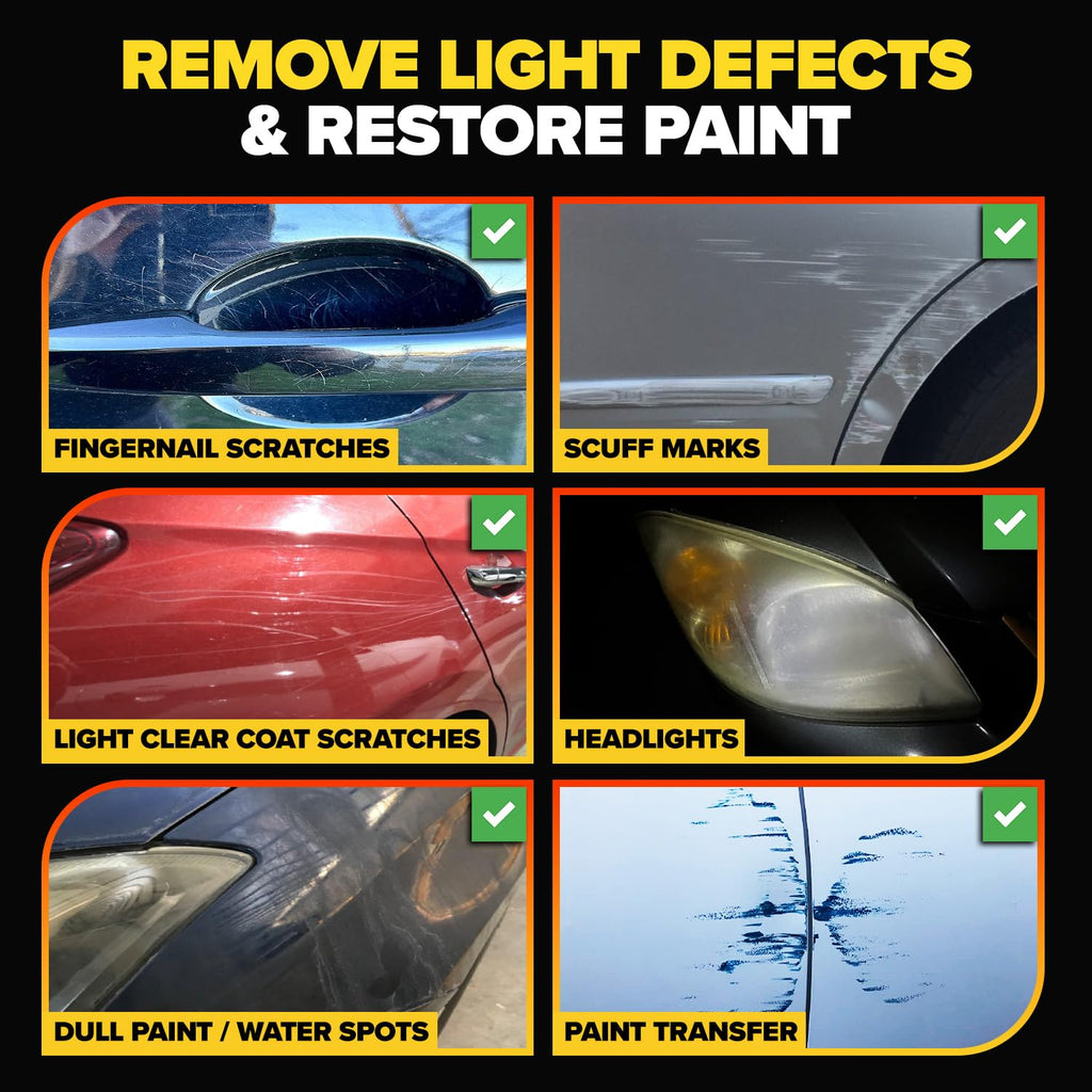 Carfidant Scratch and Swirl Remover - Car Scratch Remover for Vehicles Paint - Polishing Compound for Cars - Paint Restorer Kit with Pad, Microfiber and Drill Attachment