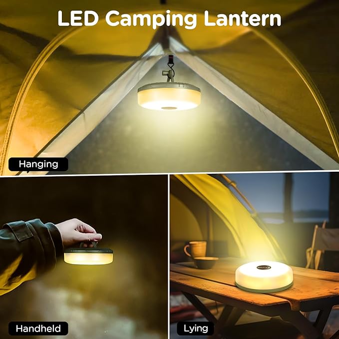 OGERY Camping String Lights, 4 in 1 Quick Storage 32.8FT Rechargeable Tent Lights String with 8 Lighting Modes, Hanging Waterproof Portable LED Lamp for Outdoor Patio Awning Garden Camping Essentials