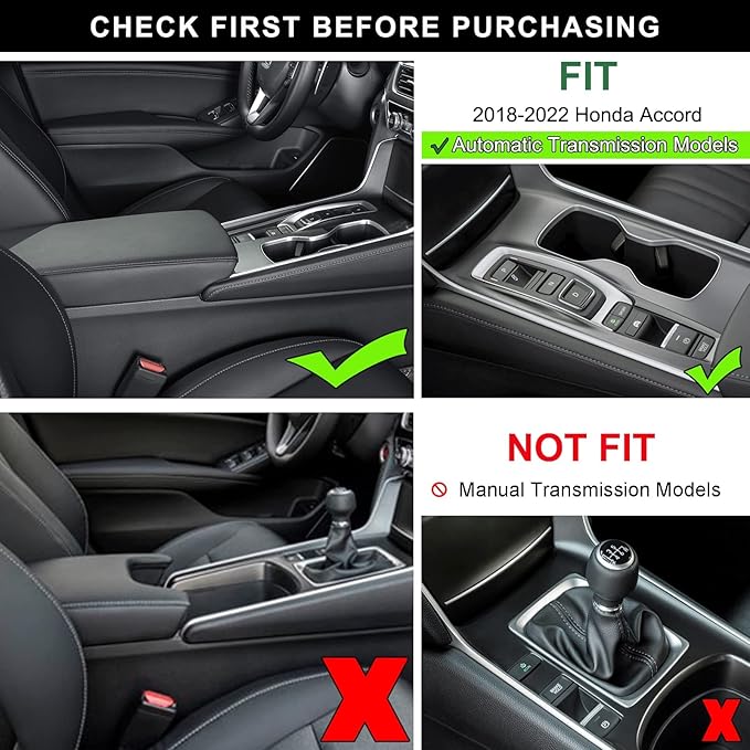 PIMCAR Center Console Organizer for Honda Accord 2018 2019 2020 2021 2022 ABS Plastic Material Armrest Box Insert Tray Pallet Accessories (NOT Fit for Manual Transmission Models) —Black
