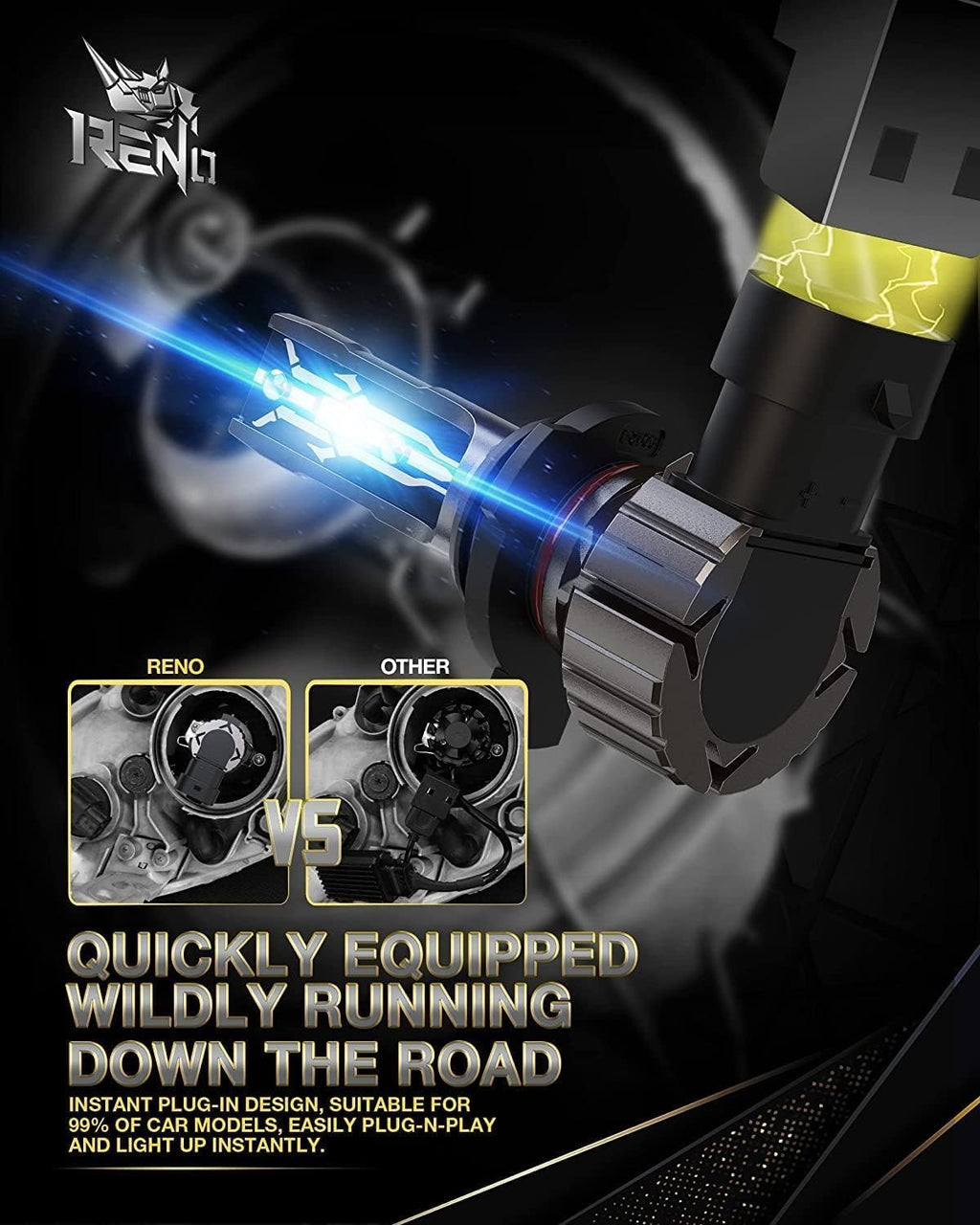 RENO 9012 Bulb, 9012 Fog Lights Bulb, 9012 Light Bulbs Fanless In Line Car Fog Bulb Plug and Play, Pack of 2
