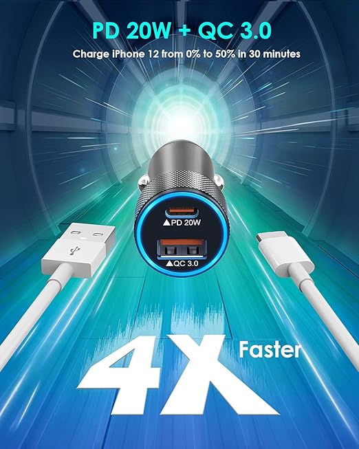 iPhone Car Charger,USB C Fast Car Charger[Apple MFi Certified] Apple Car Charging 38W Dual Port CarCharger Cigarette Lighter Adapter 2x3ft PD&QC 3.0 Lightning Cable for iPhone 14/13/12 Pro/11/Airpods