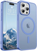 SUPFINE Magnetic for iPhone 15 Pro Case (Compatible with MagSafe) (Military Grade Drop Protection) Translucent Matte Shockproof with Anti-Fingerprint Phone Case,Blue Purple