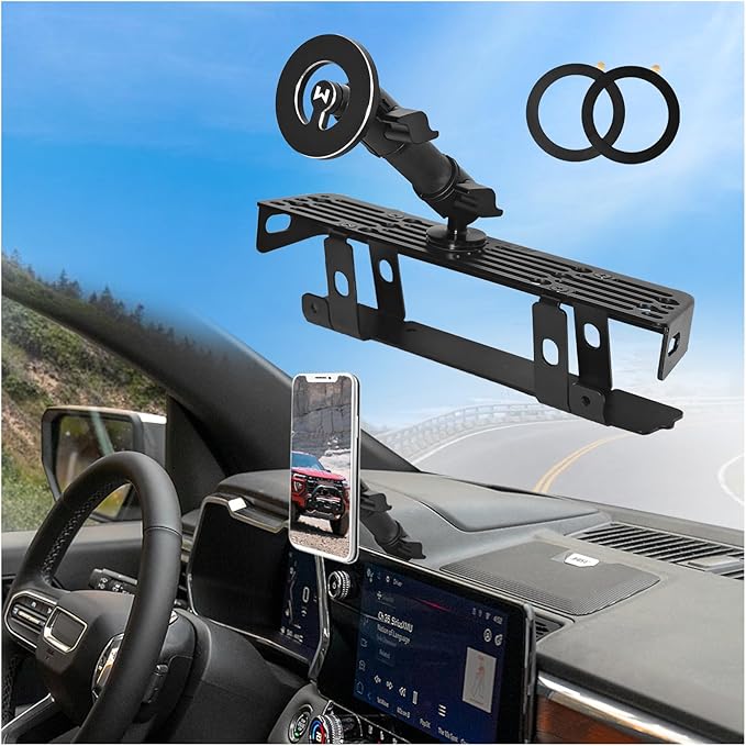 WXRYLYN 2026 2024 2025 Canyon Colorado Metal Dash Phone Mount Magnetic Phone Holder for 2023+ Canyon Colorado Phone Mount 2024 G MC Canyon Chev y Colorado Cell Phone Holder