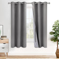 XWZO 100% Blackout Curtains - Thermal Insulated Black Liner Short Curtains, Noise Reducing and Heat Blocking Drapes for Hall and Studio Small Windows with Tiebacks, Grey, W38 x L63, Set of 2