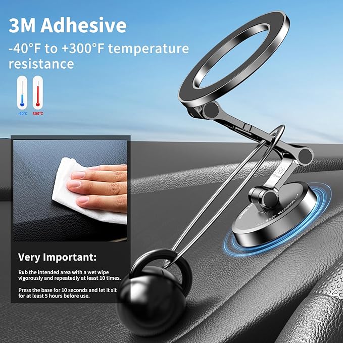 Blekon Magnetic Phone Holder for Car – Compatible with MagSafe Car Mount &Tesla Screen, Flexible All-Metal 3-Axis 360° Rotation & Strong Magnets, Fits iPhone 16/15/14/13/12 Pro Max