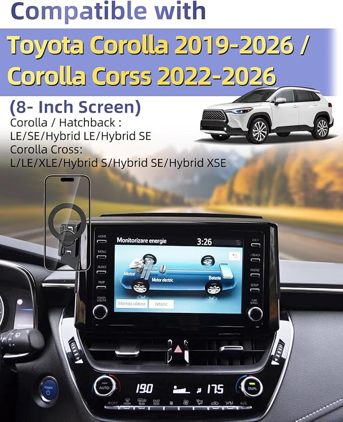 PZK Car Phone Mount for 2019-2025 2026 Toyota Corolla/Corolla Hatchback Hybrid LE/SE/Corolla Cross 2022-2025 2026 Accessories 8-inch Screen Compatible with Magsafe Car Phone Holder Not Affect Vent