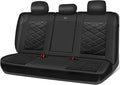CAR PASS Nappa Leather Back Seat Cover Memory Foam, Luxury Breathable Faux Leather Bench Rear Seat Cover, Thick 3D Foam Zipper Split Backseat Cover Universal Fit for Cars, Trucks, Sedans, SUV, Black