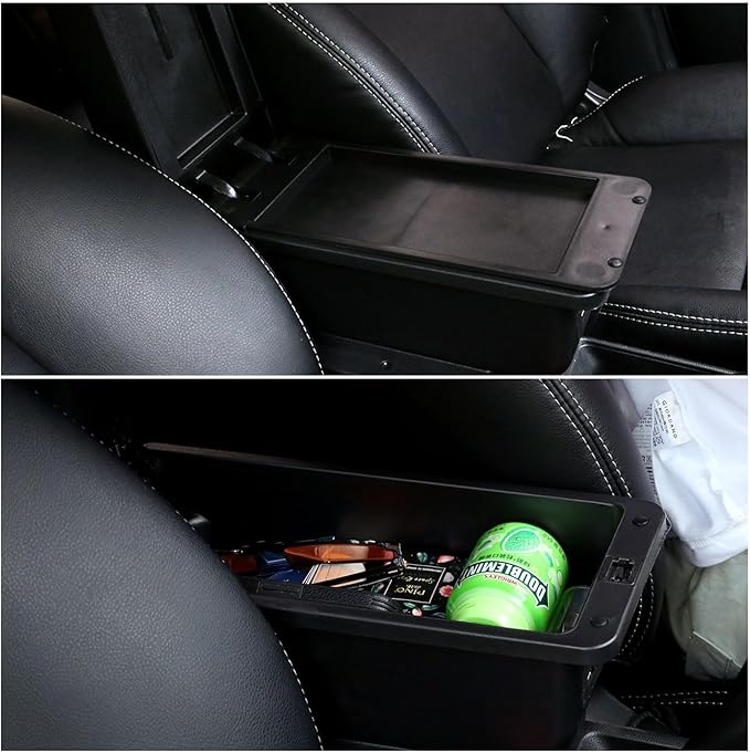 AULPHIKE Compatible with Nissan Micra March Armrest 2011-2016 Armrest Car Center Console Organizer Armrests Double Layer Storage with 3 USB（Black）