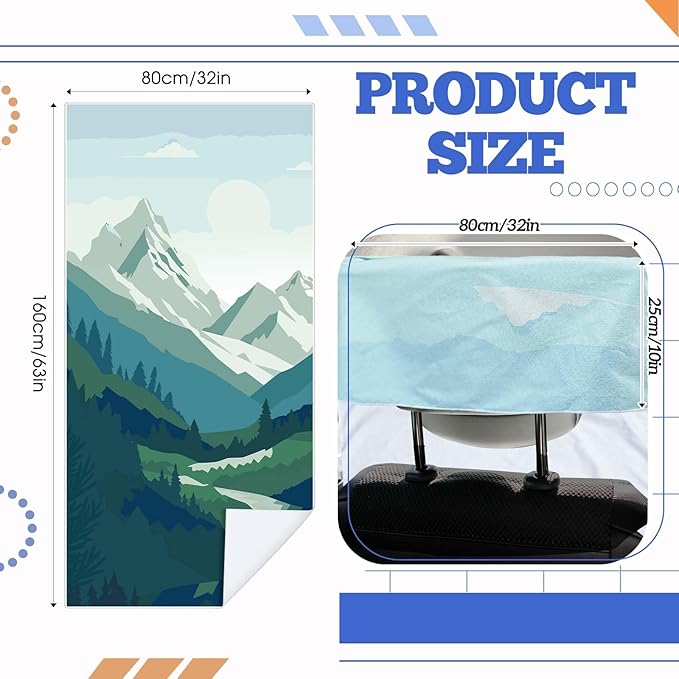 2 Pack Car Seat Towel Covers with Storage Bag 63 x 32 Inch Athletic Running Towel Seat Sweat Washable Non Slip Cover Gift for Car Outdoor Sport Activities (Mixed Landscapes)