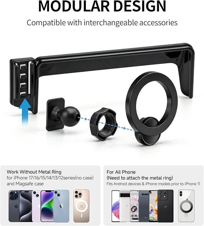 Car Phone Holder for Honda Accord 2023-2026 Accessories 7/9-Inch Screen Fixed Clip, 360° Rotation Phone Mount Compatible with MagSafe, Cell Phone Holder That Does Not Affect Air Vent