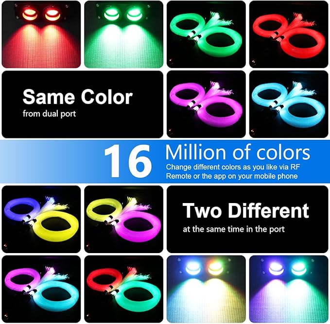 AZIMOM Dual Color 32W Sound Activated Fiber Optic Starlight Kits Mixed860pcs*13.1ft Fiber Strands,RGB Meteor Shooting Star, Remote APP Control Home Car Star Ceiling Headliner Décor