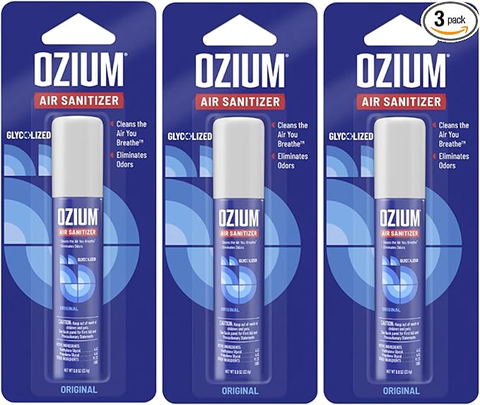 Ozium 0.8 oz. Air Sanitizer & Odor Eliminator for Homes, Cars, Offices and More, Original Scent, Pack of 3