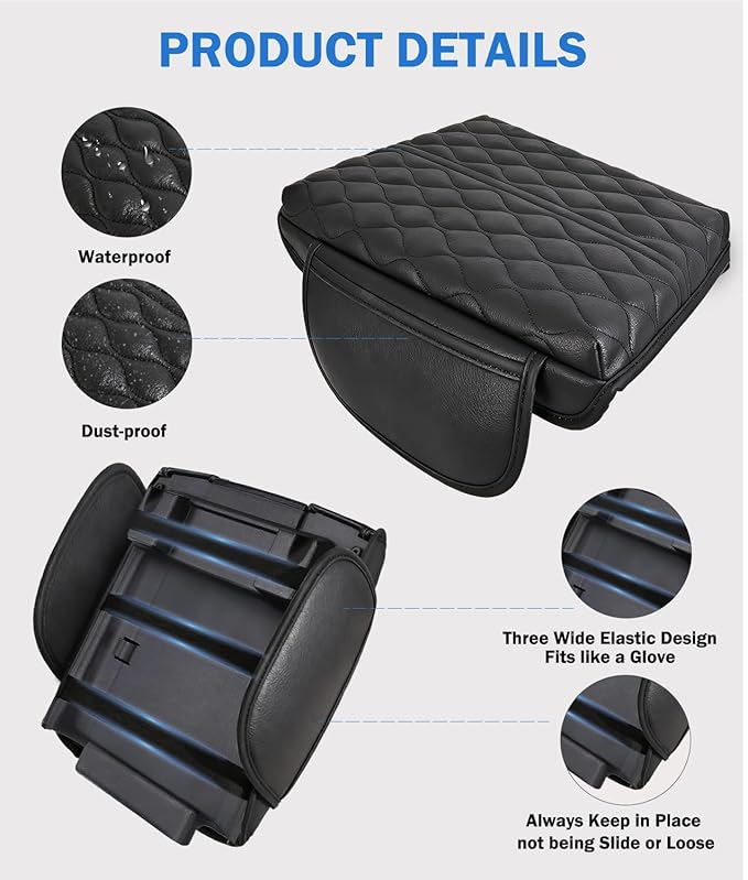 Center Console Cover for Hyundai Palisade 2020 2021 2022 2023 2024 2025 2026 Accessories, Anti-Scratch Leather Middle Armrest Console Pad Elbow Arm Rest Cushion Protector with Pockets Storage Bag