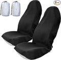 ZIMABLUE 2PC Waterproof Towel Car Seat Covers - 1kg Heavy Duty 3-Layer Microfiber Sweat Protector for Bucket Seats - Non-Slip Machine Washable Universal Fit for Gym, Yoga, Beach, Pets & Outdoors-Black