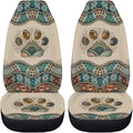 BIGCARJOB Boho Car Seat Covers Set for Front Only Boho Dog Paw Print Car Interior Accessories Cute Seat Protector for Cars Saddle Blanket,Fit Most Vehicle,Cars,Sedan