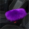 Center Console Cover, 11.81"×7.87" Automotive Fluffy Plush Center Armrest Protector, Universal Furry Comfortable Center Console Pad for Cars Trucks SUVs, Car Accessories (Purple)