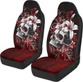 Halloween Skull Car Seat Covers 2 Pcs Car Seat Covers Front Seats Only Breathable Breathable Easy to Install Anti-Slip Back Fabric Universal Fit for Auto Truck Van SUV