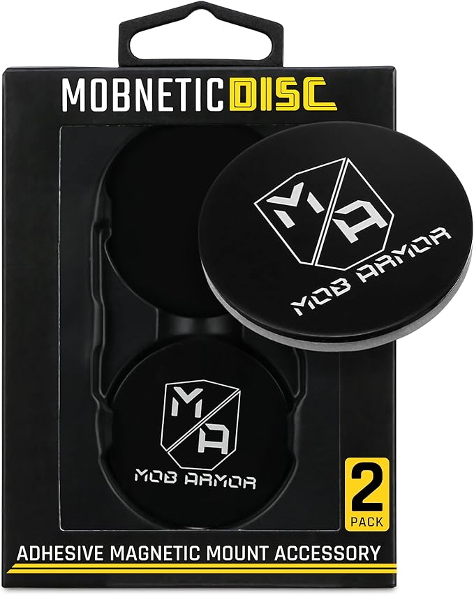 Mob Armor Magnetic Phone Mount Plates - Strong Adhesive Steel Discs for MobNetic Maxx & Mob Magnetic Car Mounts, Compatible with Phone Magnet Plates, Vehicle Accessory - Black (2 Pack)