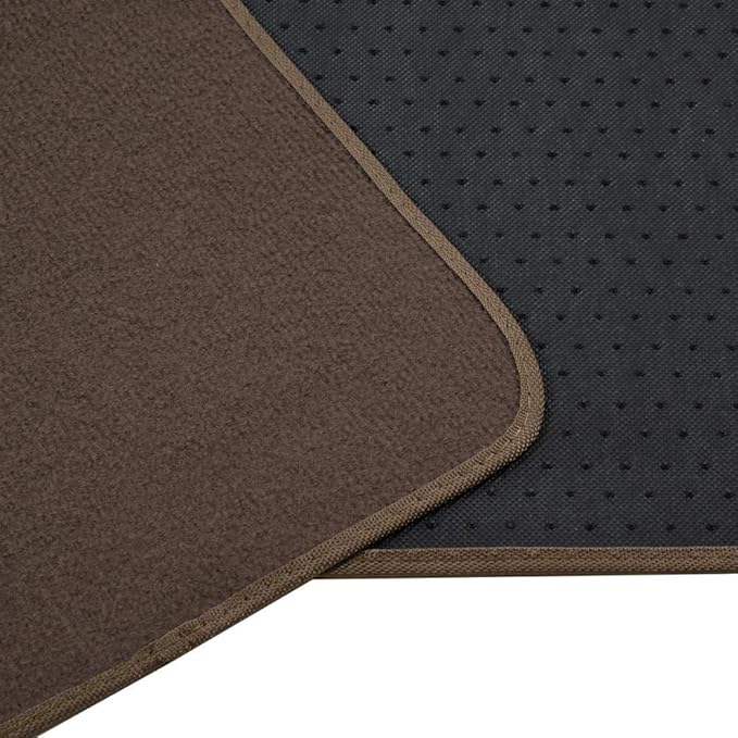 BDK MT-100-DB Classic Dark Beige Carpet Floor Mats with Vinyl Heel Pad for Car SUV Truck Van, Universal Fit Front & Rear Liner