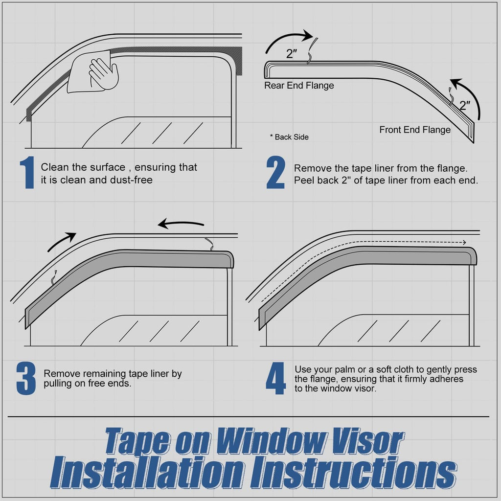 Auto Dynasty 4Pcs Carbon Fiber Pattern Window Visors Compatible with 2001-2010 Chrysler PT Cruiser, Tape-On Front & Rear Window Deflectors Rain Guards Side Vent Shade, Exc Convertible, Glossy Black