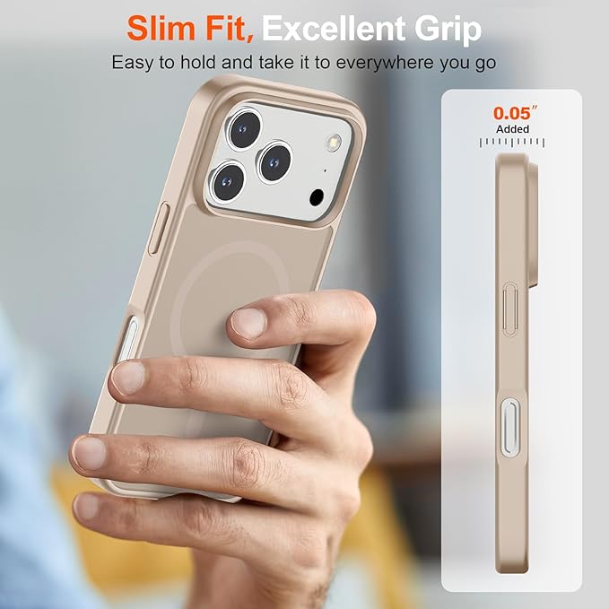 SUPFINE Magnetic for iPhone 17 Pro Max Case (Compatible with MagSafe)(Military Grade Drop Protection) Translucent Matte Shockproof with Anti-Fingerprint Phone Cover,Desert Gold
