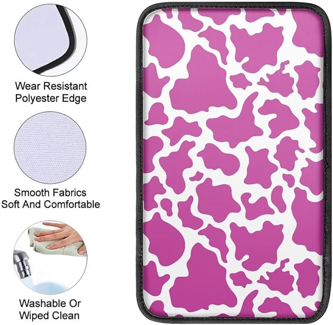 Dreaweet Car Armrest Cover Purple Cow Print Car Accessories for Women Cute Armrest Cover for Car Center Console Universal Fit Most Car Truck SUV Sedan