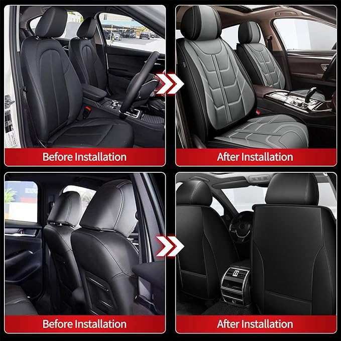 TTX LIGHTING Car Seat Covers fit for Nissan Rogue Sport 2017-2022 Front Seat: Premium Leather Automotive Seat Cover with Airbag Compatible Waterproof (2 Seats, Black & Gray)