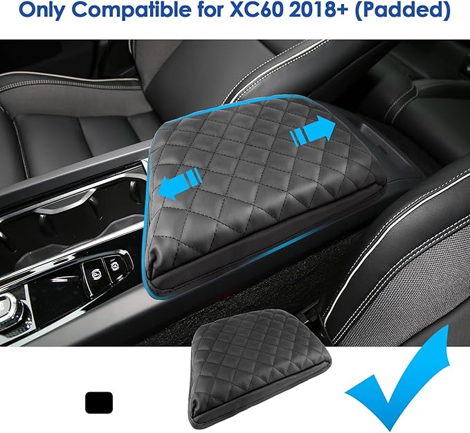 2018-2025 2026 XC60 Center Console Cover for Volvo XC60 (Core/Plus/Ultimate/Ultra/Black Edition/Momentum/R-Design/Inscription),Waterproof&Comfy Leather Cushion 2023 2024 2025 XC60 Armrest Cover