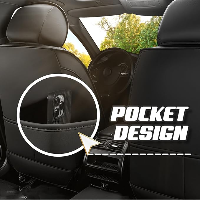 Car Seat Covers for Ford Expedition 2000-2025, Premium Nappa Leather Car Seat Cover, Stylish Sport Seat Covers， Automobile Seat Cover Sets.(Luxury 2 Seats/Pure Black)