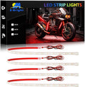 YM E-Bright Car Led Strip Lights Cuttable Underglow Led Ambient Lighting for Motorcycle Trucks Van Boat Golf Cart Interior Exterior Waterproof IP68 24inch 60CM 72SMD 12v,Red(Pack of 4)
