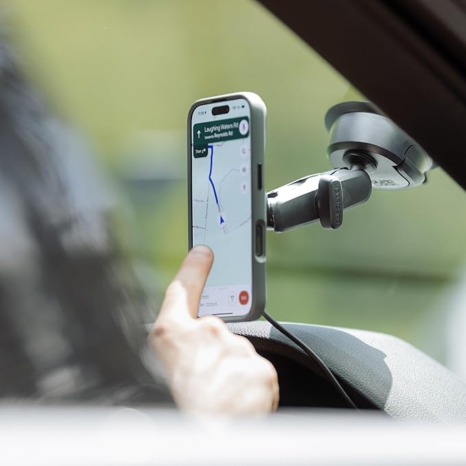 Quad Lock Heavy Duty Suction Car Phone Mount with MAG Phone Case and MAG Wireless Charging Head for iPhone X/XS