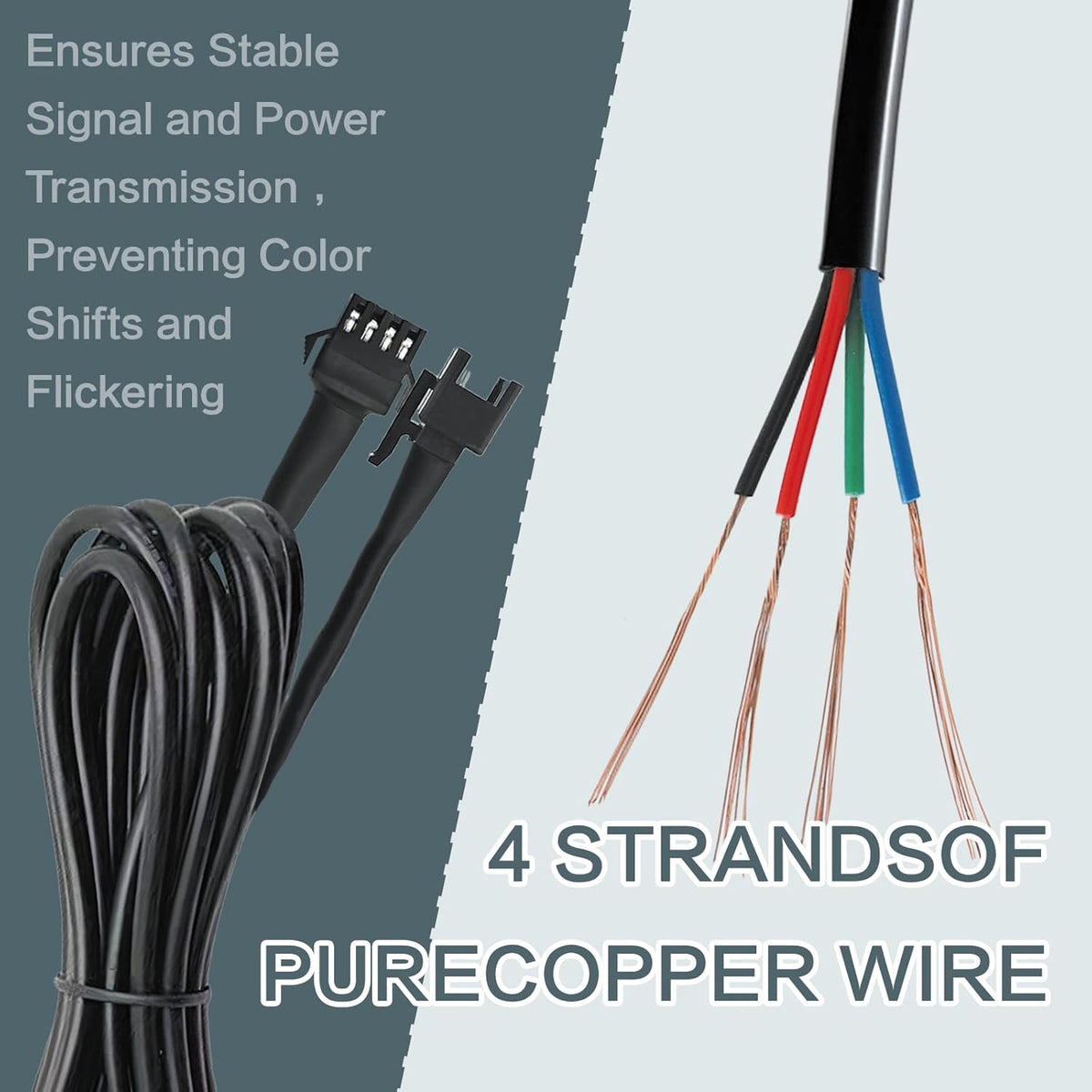 12 Pcs 4 Pin RGB Extension Cable RGB Wire for Motorcycle LED Light Underglow Kit, Compatible with ATV Car Trucks Rock Lights & Neon Strips (60 Inch)