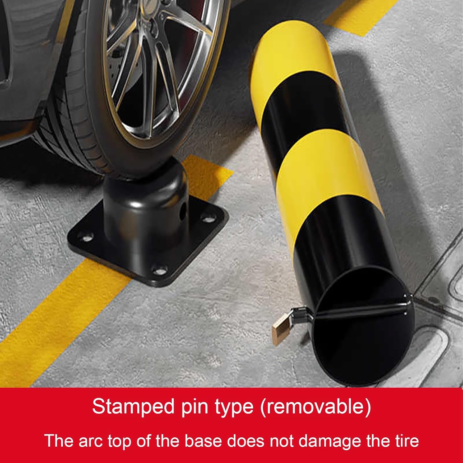 Steel Safety Bollard Post, with Lock Bollard Post Removable Security Posts, Parking Bollards, Parking Barriers Concrete, Powder Coat, for Parking Lot, Driveway and Sidewalk(Black (4pcs),50cm/19.7in)