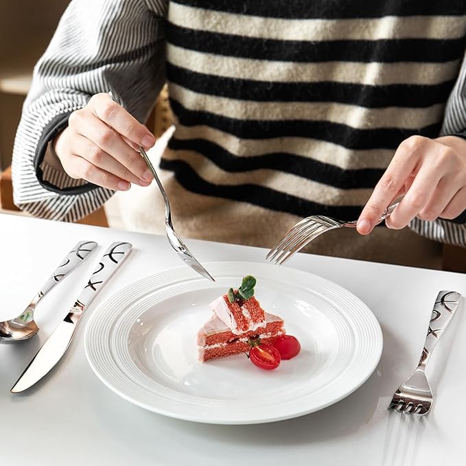 HIKAA Gift Wrap Silverware Set Stainless Steel Flatware Set for Gift, Cutlery Set for Present (40, Flower)