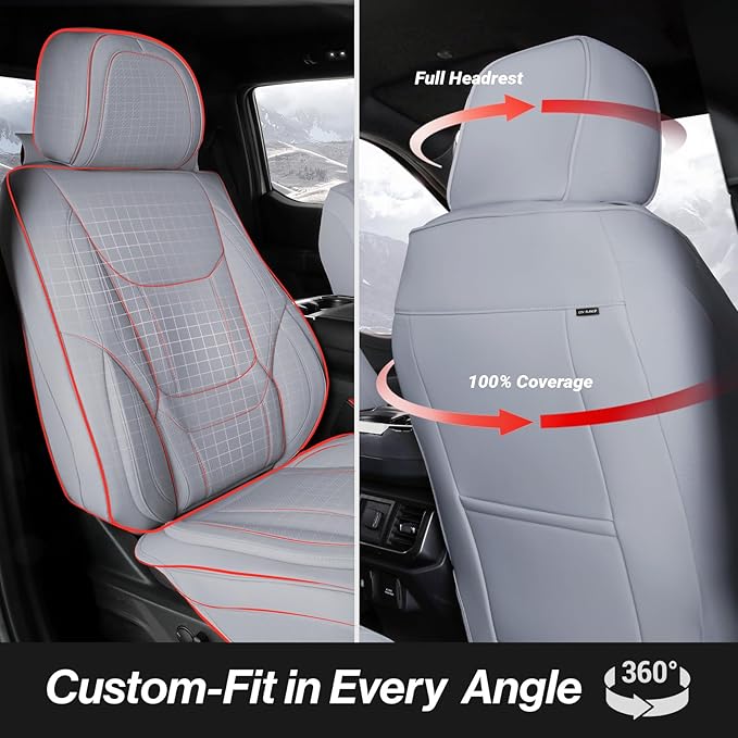 Coverland Custom Fit Car Seat Covers for SUV Compatible with [2009-2018 Subaru Forester] Premium Car Seat Cover Water Resistant Leather Non-Slip Interior Protector [Full Set Gray - Size Chart X77]