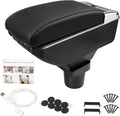 Center Console Armrest Compatible with Mini Cooper Coupe R50 R52 R53 R56 R57 R58 F55 F56 F57 Countryman with 7 USB Port Cup Holder Double Layer Organizer Storage Box (All Black)