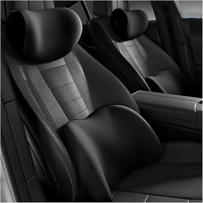 Car Lumbar Support Pillow and Car Neck Pillow Kit for Chevrolet Captiva 2018-2021 2022 2023 2024 2025 2026, Car Seat Neck Back Rest Pillows, Ergonomic Car Seat Headrest & Lumbar Cushion
