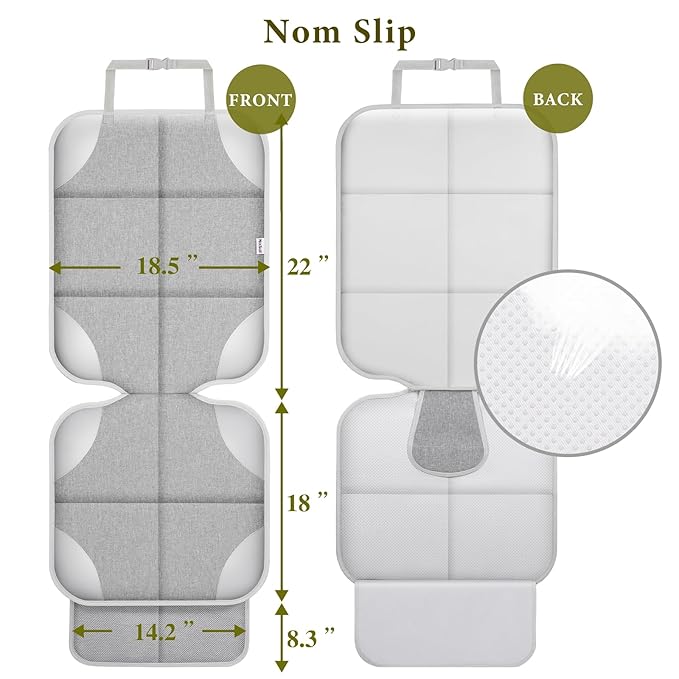 Meolsaek Car Seat Protector for Child Car Seat, Durable 600D Fabric Waterproof Car Seat Cover with Thick Pad Non-Slip Backing，No Imprints (Silver Gray-2pcs)