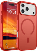 SUPFINE Magnetic for iPhone 17 Pro Max Case (Compatible with MagSafe)(Military Grade Drop Protection) Translucent Matte Shockproof with Anti-Fingerprint Phone Cover,Red