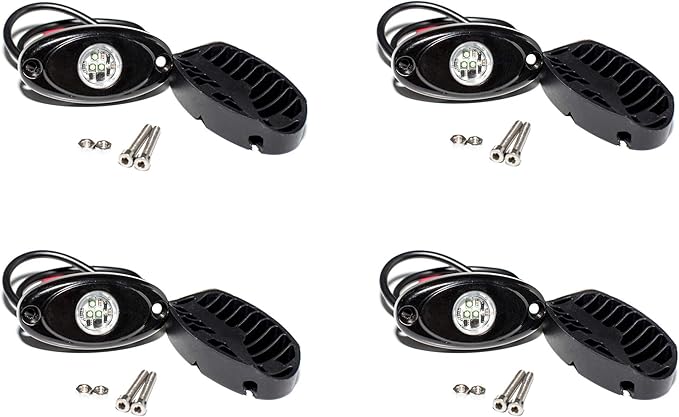 YONEDA 4 Pods Blue Rock Lights 6000K Ultra Bright LED Neon Underglow Light IP68 Waterproof for Trucks SUV UTV ATV RZR Car Boats Pickup Motorcycle
