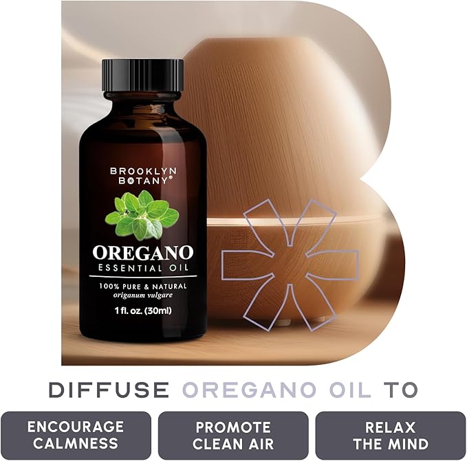 Brooklyn Botany Oregano Essential Oil - 100% Pure and Natural - Premium Grade Oil with Dropper - for Aromatherapy and Diffuser - 1 Fl Oz